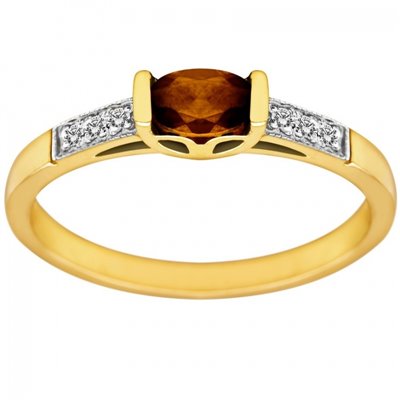 Pierścionek zaręczynowy z granatem i brylantami 0,03ct - PK/014a