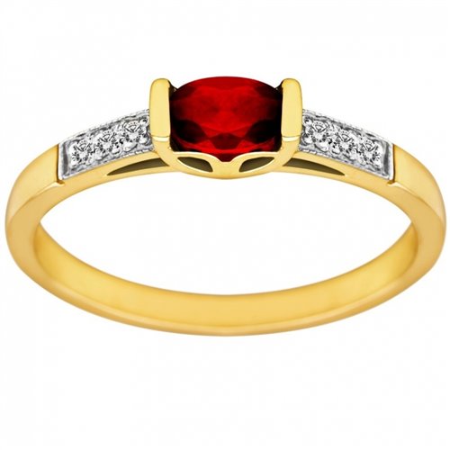 Pierścionek zaręczynowy z rubinem i brylantami 0,03ct - PK/014b