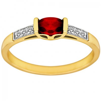 Pierścionek zaręczynowy z rubinem i brylantami 0,03ct - PK/014b