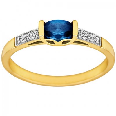 Pierścionek zaręczynowy z szafirem i brylantami 0,03ct - PK/014c