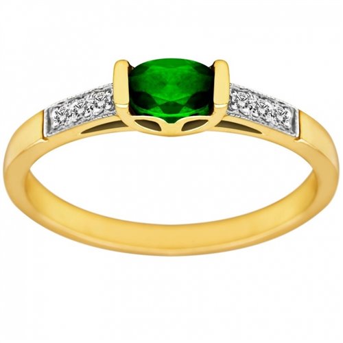 Pierścionek zaręczynowy ze szmaragdem i brylantami 0,03ct - PK/014d