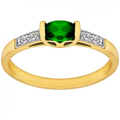 Pierścionek zaręczynowy ze szmaragdem i brylantami 0,03ct - PK/014d