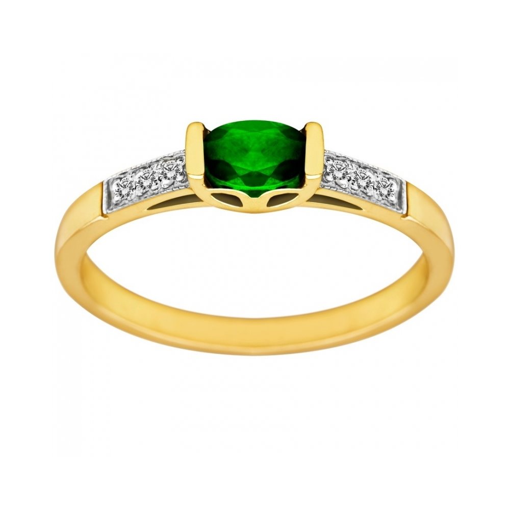Pierścionek zaręczynowy ze szmaragdem i brylantami 0,03ct - PK/014d