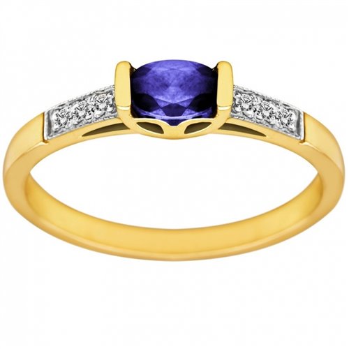 Pierścionek zaręczynowy z tanzanitem i brylantami 0,03ct - PK/014e