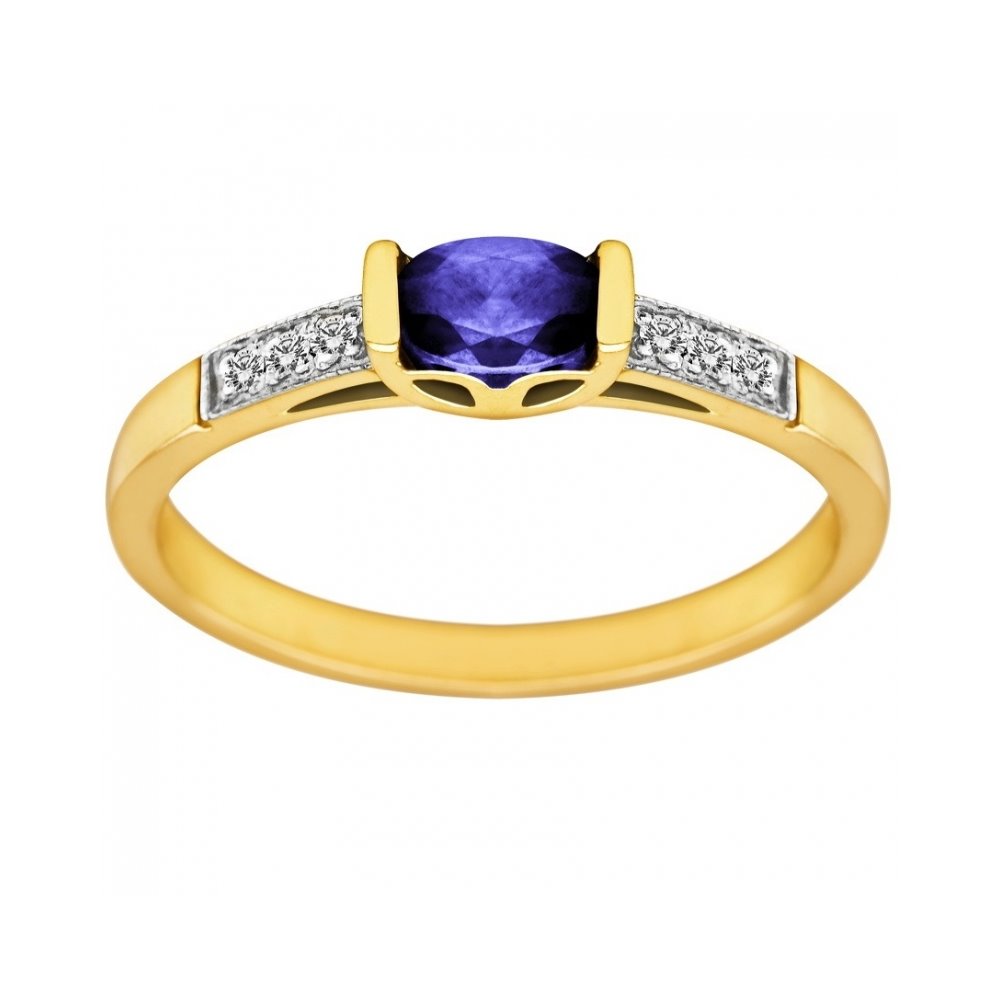 Pierścionek zaręczynowy z tanzanitem i brylantami 0,03ct - PK/014e