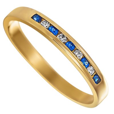 Pierścionek zaręczynowy z szafirami i brylantami 0,065ct - PK/018c