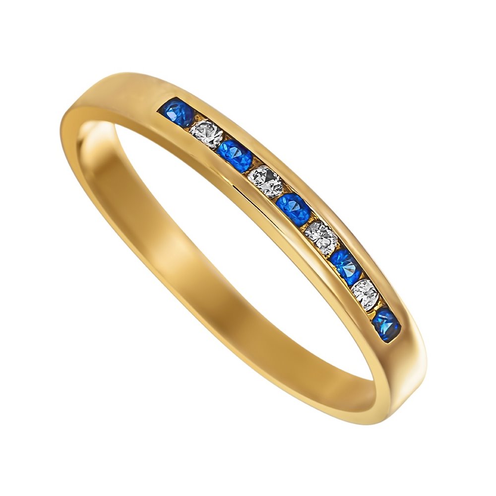 Pierścionek zaręczynowy z szafirami i brylantami 0,065ct - PK/018c