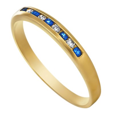 Pierścionek zaręczynowy z szafirami i brylantami 0,065ct - PK/018c