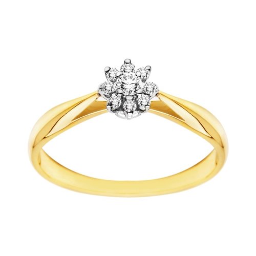 Pierścionek zaręczynowy z żółtego złota z brylantami 0,13ct - PB/003b