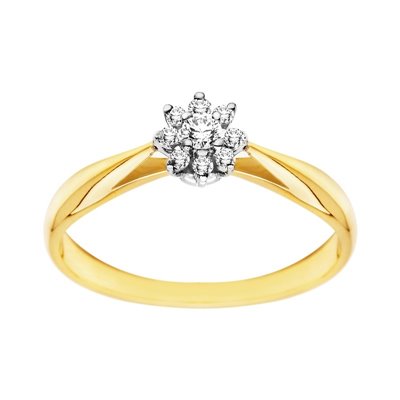 Pierścionek zaręczynowy z żółtego złota z brylantami 0,13ct - PB/003b