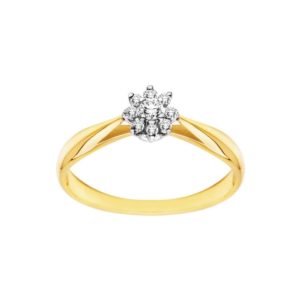 Pierścionek zaręczynowy z żółtego złota z brylantami 0,13ct - PB/003b