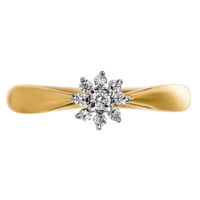 Pierścionek zaręczynowy z żółtego złota z brylantami 0,13ct - PB/003b