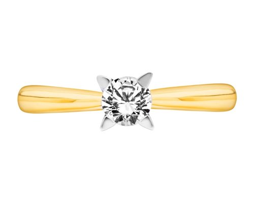 Pierścionek zaręczynowy z żółtego złota z brylantem 0,08ct - PB/006b