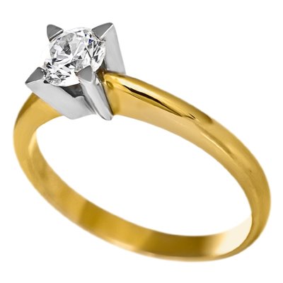 Pierścionek zaręczynowy z żółtego złota z brylantem 0,08ct - PB/006b