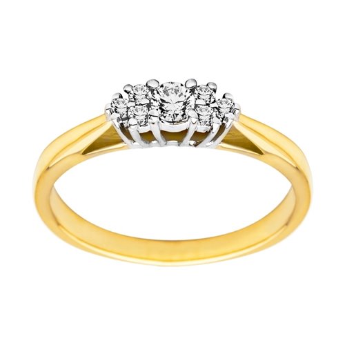 Pierścionek zaręczynowy z żółtego złota z brylantami  0,14ct - PB/007b