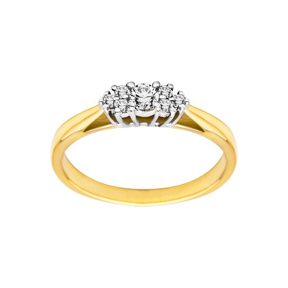 Pierścionek zaręczynowy z żółtego złota z brylantami  0,14ct - PB/007b
