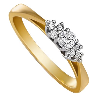 Pierścionek zaręczynowy z żółtego złota z brylantami  0,14ct - PB/007b