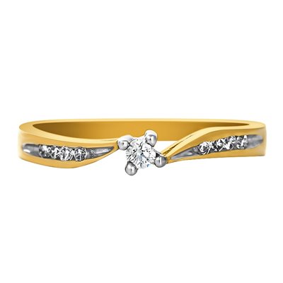 Pierścionek zaręczynowy z żółtego złota z brylantami 0,15ct - PB/009b
