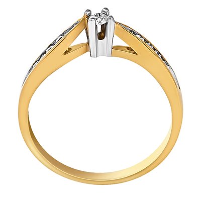 Pierścionek zaręczynowy z żółtego złota z brylantami 0,15ct - PB/009b