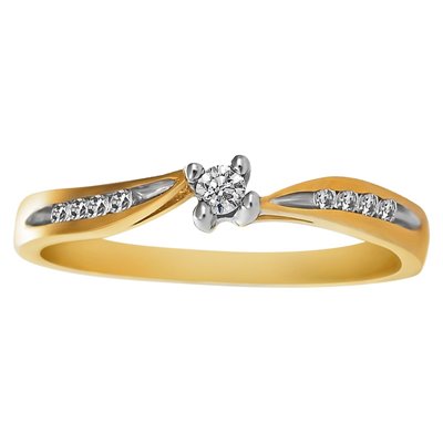 Pierścionek zaręczynowy z żółtego złota z brylantami 0,15ct - PB/009b