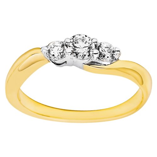 Pierścionek zaręczynowy z żółtego złota z brylantami 0,33ct - PB/013b