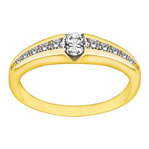 Pierścionek zaręczynowy z żółtego złota z brylantami 0,44ct - PB/015b