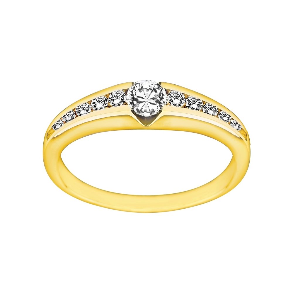 Pierścionek zaręczynowy z żółtego złota z brylantami 0,44ct - PB/015b