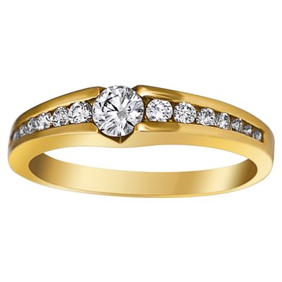 Pierścionek zaręczynowy z żółtego złota z brylantami 0,44ct - PB/015b