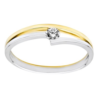 Pierścionek zaręczynowy z żółtego złota z brylantem 0,08ct - PB/017b