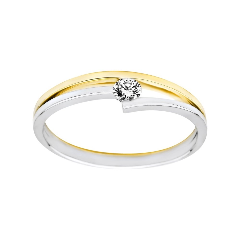 Pierścionek zaręczynowy z żółtego złota z brylantem 0,08ct - PB/017b