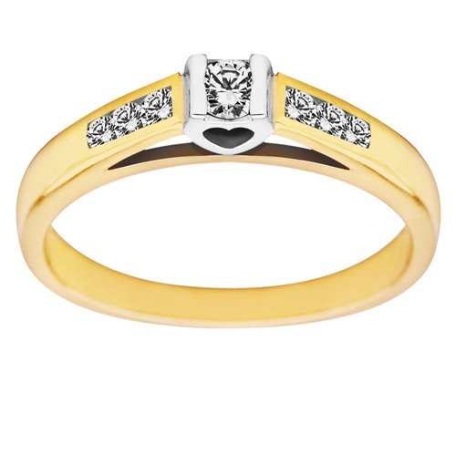 Pierścionek zaręczynowy  z żółtego złota z brylantami 0,18ct - PB/018b