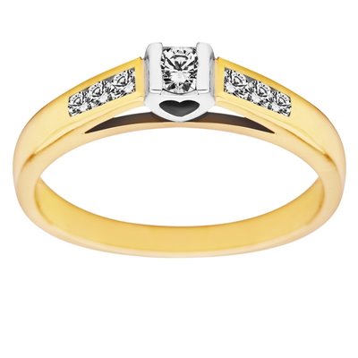 Pierścionek zaręczynowy  z żółtego złota z brylantami 0,18ct - PB/018b