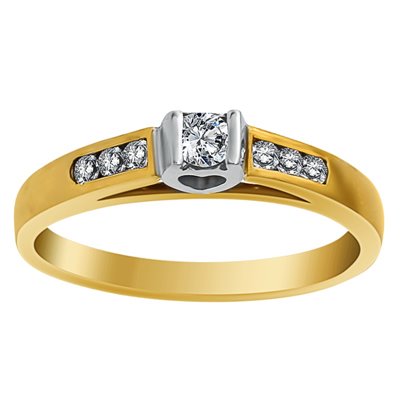 Pierścionek zaręczynowy  z żółtego złota z brylantami 0,18ct - PB/018b