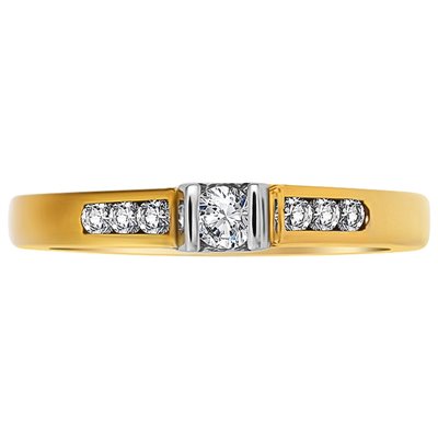 Pierścionek zaręczynowy  z żółtego złota z brylantami 0,18ct - PB/018b