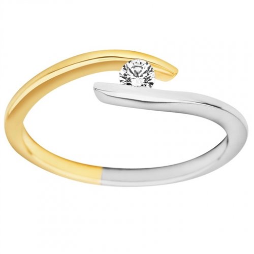 Pierścionek zaręczynowy z żółtego złota z brylantem 0,085ct - PB/023b