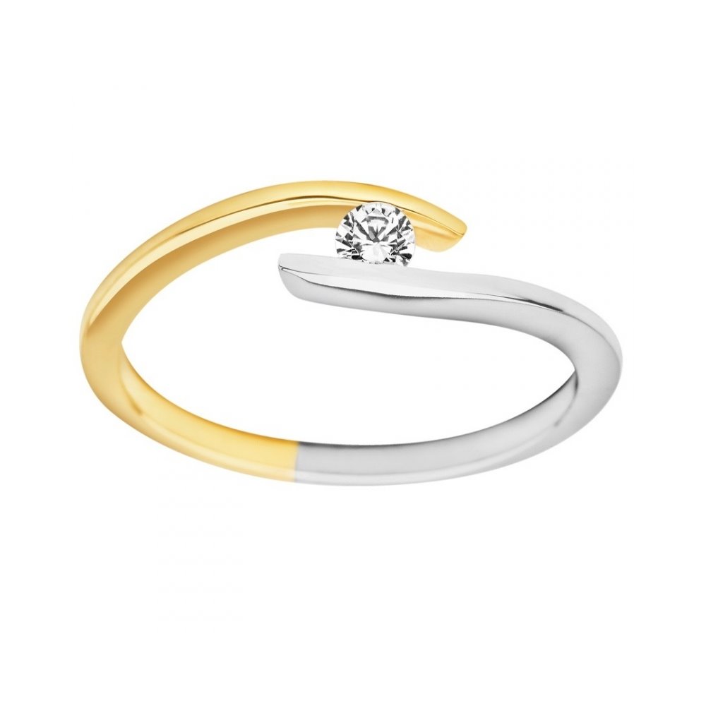 Pierścionek zaręczynowy z żółtego złota z brylantem 0,085ct - PB/023b