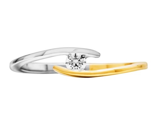 Pierścionek zaręczynowy z żółtego złota z brylantem 0,085ct - PB/023b