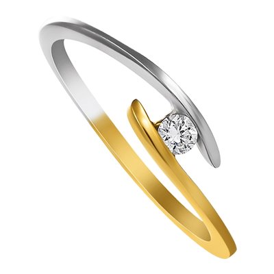 Pierścionek zaręczynowy z żółtego złota z brylantem 0,085ct - PB/023b