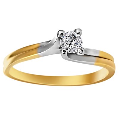 Pierścionek zręczynowy z żółtego złota z brylantem 0,15ct - PB/024b