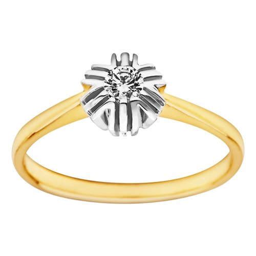 Pierścionek zaręczynowy  z żółtego złota z brylantem 0,13ct - PB/026b