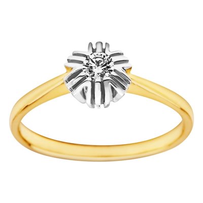 Pierścionek zaręczynowy  z żółtego złota z brylantem 0,13ct - PB/026b