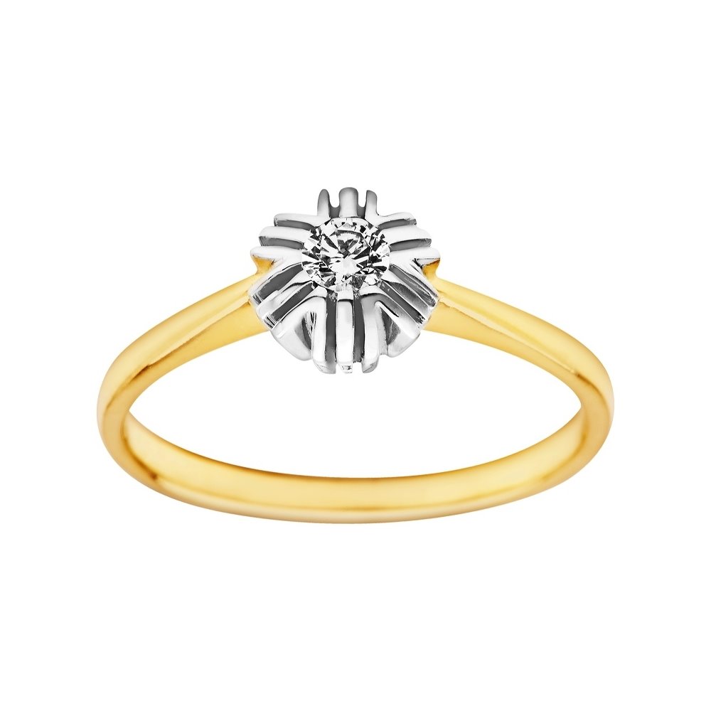 Pierścionek zaręczynowy  z żółtego złota z brylantem 0,13ct - PB/026b