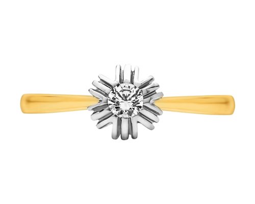 Pierścionek zaręczynowy  z żółtego złota z brylantem 0,13ct - PB/026b