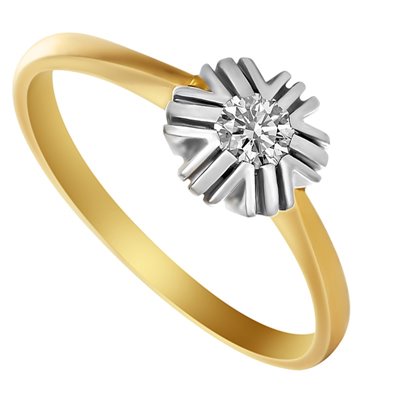 Pierścionek zaręczynowy  z żółtego złota z brylantem 0,13ct - PB/026b