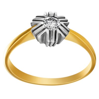 Pierścionek zaręczynowy  z żółtego złota z brylantem 0,13ct - PB/026b