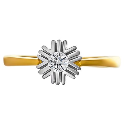 Pierścionek zaręczynowy  z żółtego złota z brylantem 0,13ct - PB/026b