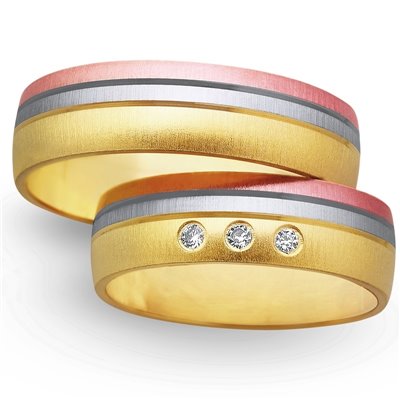 Obrączki ślubne żółto-biało-czerwone 6mm - O3K/001