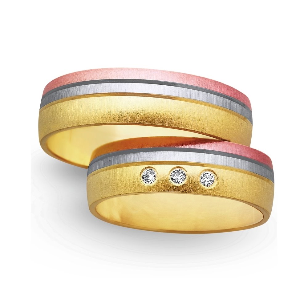 Obrączki ślubne żółto-biało-czerwone 6mm - O3K/001