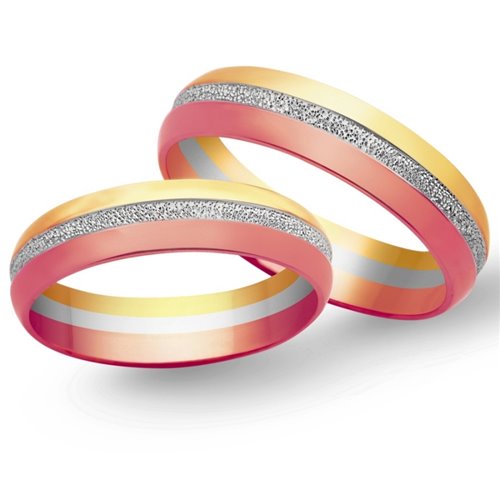 Obrączki ślubne żółto-biało-czerwone 5mm - O3K/002