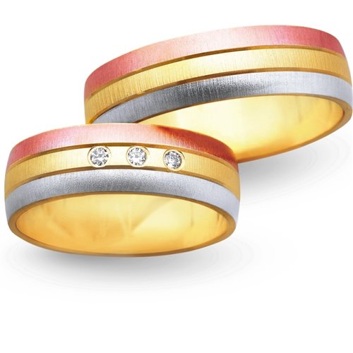 Obrączki ślubne żółto-biało-czerwone 6mm - O3K/004